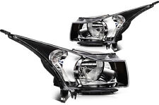 Fits Chevy Cruze 4-Door 2011-2015 Black Housing Front Headlights Assembly Pair picture