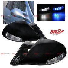 For 00-05 Dodge Neon Blue White LED M-3 Style Manual Adjust Black Side Mirror picture