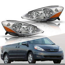 For 06-10 Toyota Sienna Chrome Replacement Amber Headlight Lamps Left+Right 2Pcs picture