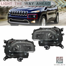 For 2014-2018 Jeep Cherokee Projector Black Headlights Halogen Type Right+Left picture