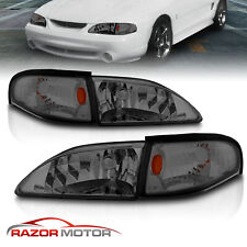 94-98 Ford Mustang GT SVT Smoke Replacement Headlights + Corner Signal Combo Set picture