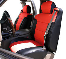 FOR 2000-02 CHEVY SILVERADO S.LEATHER 2 FRONT SEAT & 2 ARMREST COVERS BLACK/RED picture