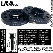 2PC 20MM THICK 5X112 66.56MM C.B WHEEL SPACER+10 14X1.25 BOLT FIT BMW MINI MODEL picture