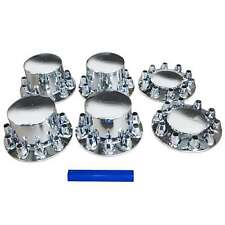 Chrome Semi Truck Hub Cover Wheel Axle Covers Center Caps w/ 33mm Lug Nut Covers picture