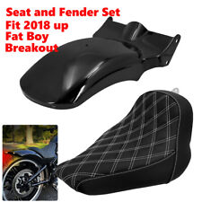 Short Rear Fender White Diamond Seat Kit Fit For Harley Softail Fat Boy 18 - 23 picture