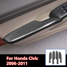  4X Carbon Fiber Door Armrest Panel Cover Trim Decor For Honda Civic 2006-2011 picture