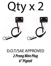 2 Prong Pigtail Wire Plug for Truck Trailer Side Marker Clearance Lights - Qty 2 picture