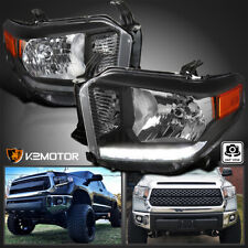 Black Fits 2014-2021 Toyota Tundra Headlights Lamps LED Strip Left+Right 14-21 picture