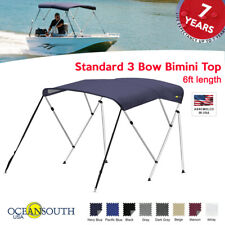 Oceansouth Standard BIMINI TOP 3 Bow Boat Cover 6ft Long With Rear Poles picture