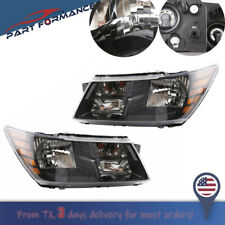 For 2013-2020 Dodge Journey Halogen Headlight Black RH + LH Right + Left A Pair picture