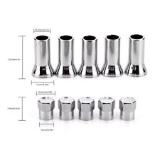 4x Silver Chrome Valve Stem Caps Covers + Sleeves Chromies Car/Bicycle Tire picture
