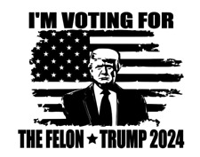 I'm Voting For The Felon Trump 2024 Tattered Flag MAGA Waterproof Vinyl Decal picture