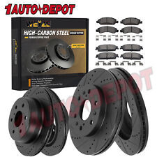 Front Rear HIGH CARBON Steel Brake Rotors +Brake Pads for Chevy Silverado 14-18 picture