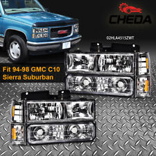 Headlights +Bumper Fit For 94-98 C/K Sierra Suburban Clear Lens Amber Signal US picture