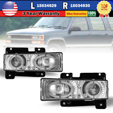 For 88-99 Chevy GMC C/K 1500 2500 95-00 Tahoe Headlights Halo Projector 2PCS picture