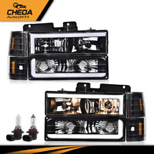 Fit For 88-98 Chevy GMC Sierra C/K Silverado LED Tube Headlights Headlamp Black picture