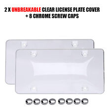 2x UNBREAKABLE Clear License Plate Covers Tag Frame Bubble Shield  picture