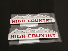 2x HIGH COUNTRY Emblems Badge door tailgate Silverado F Genuine Chrome Red picture