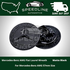 AMG Front Hood Emblem MATTE BLACK Flat Laurel Wreath Badge Mercedes Benz 57mm US picture