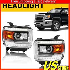 Fits 2014-2018 GMC Sierra 1500 LED Strip Projector Headlights Lamps L+R 14-18 picture