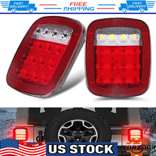 A Pair Rear LED Submersible Square Trailer Tail Lights Kit Boat Truck Waterproof picture