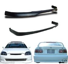 FOR 1999-2000 CIVIC 2 4 DR TYPE R PU BLACK ADD-ON FRONT REAR BUMPER LIP SPOILER picture