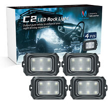 MICTUNING C2 LED Rock Lights 4 Pods Pure White IP68 Underglow Glow Offroad Lamp picture