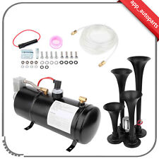 4 Trumpet 150dB Train Air Horn Air Compressor Full System Black For Car Truck picture