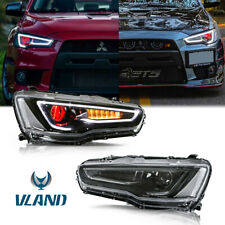 Pair Dual Beam DRL Devil Eyes Halo Projector Headlights For 2008-17 Lancer EVO X picture