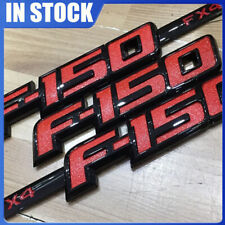 3Pc Fits 2009-2014 F150 FX4 Front Fender Rear Emblem Badge Black Red F-150 picture