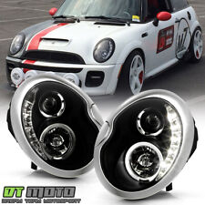 Black 2002-2006 Mini Cooper Projector Headlights w/DRL LED Daytime Running Lamps picture