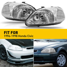 For 96-98 Honda Civic EJ/EM Black Housing Headlight Clear Corner Signal Lamp O picture
