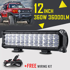 12INCH 7D TRI-ROW 360W LED LIGHT BAR SPOT FLOOD LAMP OFFROAD COMBO TRUCK ATV SUV picture