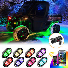 RGB LED Rock Lights Wire Kit 8-Pods Wireless Bluetooth Music Multi Color For RZR picture