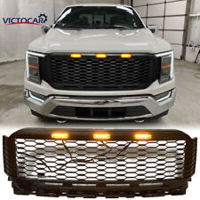 Fits 21-23 Ford F-150 Front Bumper Hood Grill Grille ABS Matte Black picture