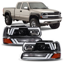 For 2000-2006 Chevrolet Tahoe Suburban LED DRL Projector Headlights Clear Lens picture