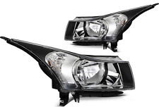 Fits 2011 - 2015 Chevy Cruze 4-Door Front Headlights Assembly Pair Black Housing picture