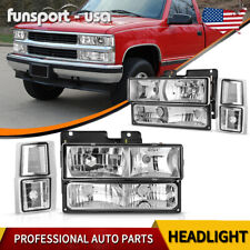 Chrome Headlights+Turn Signal+Bumper Lamps for 1994-1999 Chevy C10 C/K 1500 2500 picture