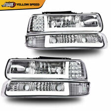 LED DRL Fit For 99-02 Chevy Silverado 1500 2500 HD Headlight+Bumper Lamps Chrome picture