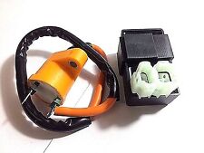 GY6 RACING IGNITION COIL + 6 PIN CDI BOX PERFORMANCE ORANGE ROUND PLUG GO KART picture