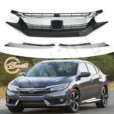 Front Bumper Grille Grill W/Chrome Eyelid Molding For 2016-18 Honda Civic Sedan picture