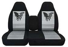 Made to Fit 1998 to 2005 Chevy Blazer Charcoal Silver Split Bench Eagle Flag picture