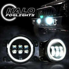 07 17 Fits Jeep Wrangler JK CJ TJ 4 Inch Round Halo LED Fog Light Bumper Lamp picture