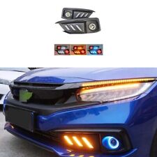 3-Color Black Led DRL Front Fog Light Lamp Angel Eyes For Honda Civic 2019-2021 picture