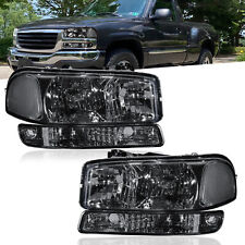 2X Front Headlight Assembly For 99-07 GMC Sierra Yukon XL 1500 2500 Smoked Lens picture