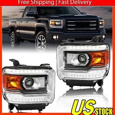 Black OE Style LED DRL Head Lights Lamp For 2014-2018 GMC Sierra 1500 2500 3500 picture