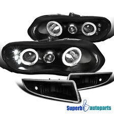 Fits 1998-2002 Camaro LED Halo Projector Headlights+Bumper Signal Lamps Black picture