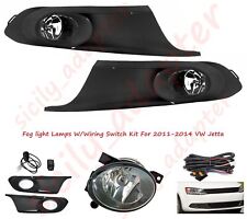 Clear Bumper Fog Lights Driving Lamps W/Wiring Switch Kit For 2011-2014 VW Jetta picture