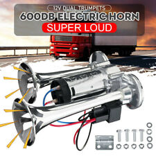 1x Super Loud Train Electric Air Horn 600DB Dual Trumpets Car,Truck,Boat Speaker picture