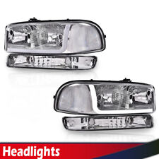 Fit For 99-07 GMC /Yukon LED DRL Chrome Clear Headlights W/Bumper Signal Lamps picture